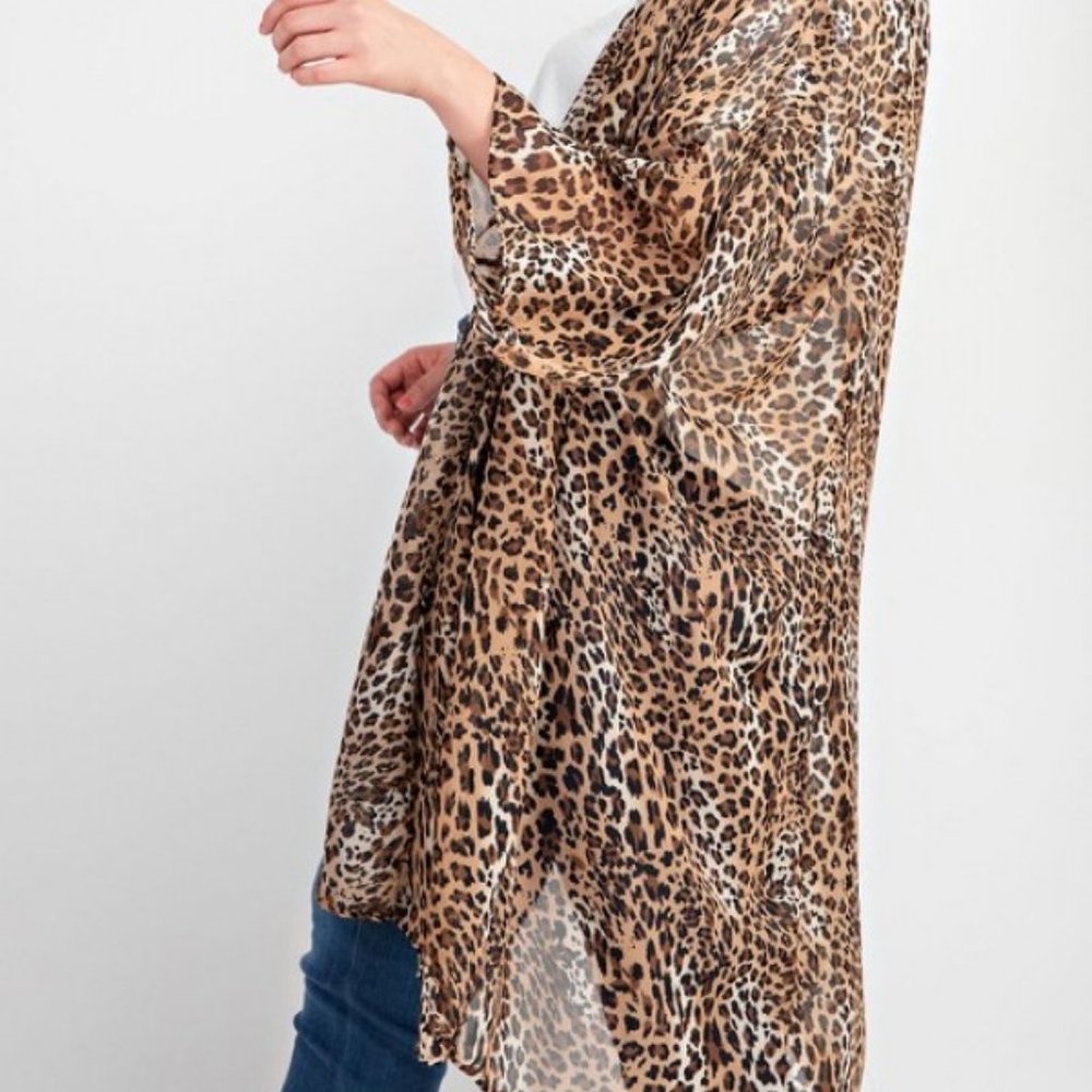 new sexy BOHO LEOPARD ANIMAL PRINT CARDIGAN KIMONO DUSTER WRAP plus size 1X-4X